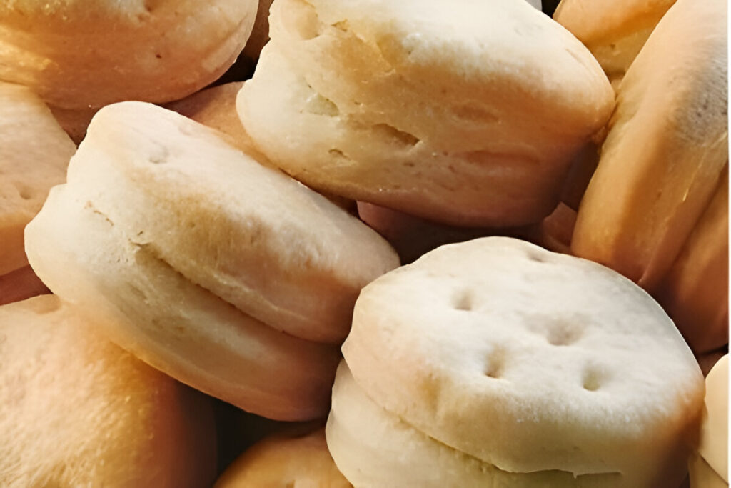 Bizcochitos de grasa caseros recién horneados, dorados y crujientes, servidos sobre una tabla de madera