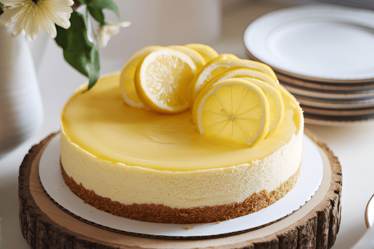 Cheesecake de limón casero con base de galletas y ralladura fresca