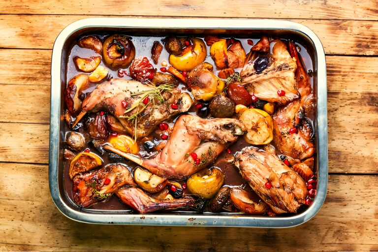 Guiso de conejo casero con verduras y papas