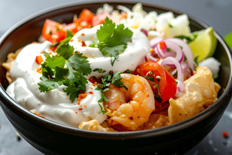 Ceviche de camarones fresco servido con limón, cebolla morada y cilantro