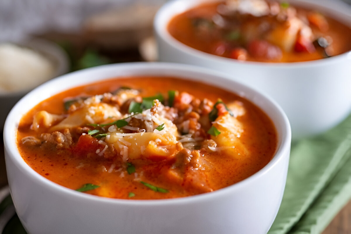 Sopa de tortellini casera con caldo y verduras