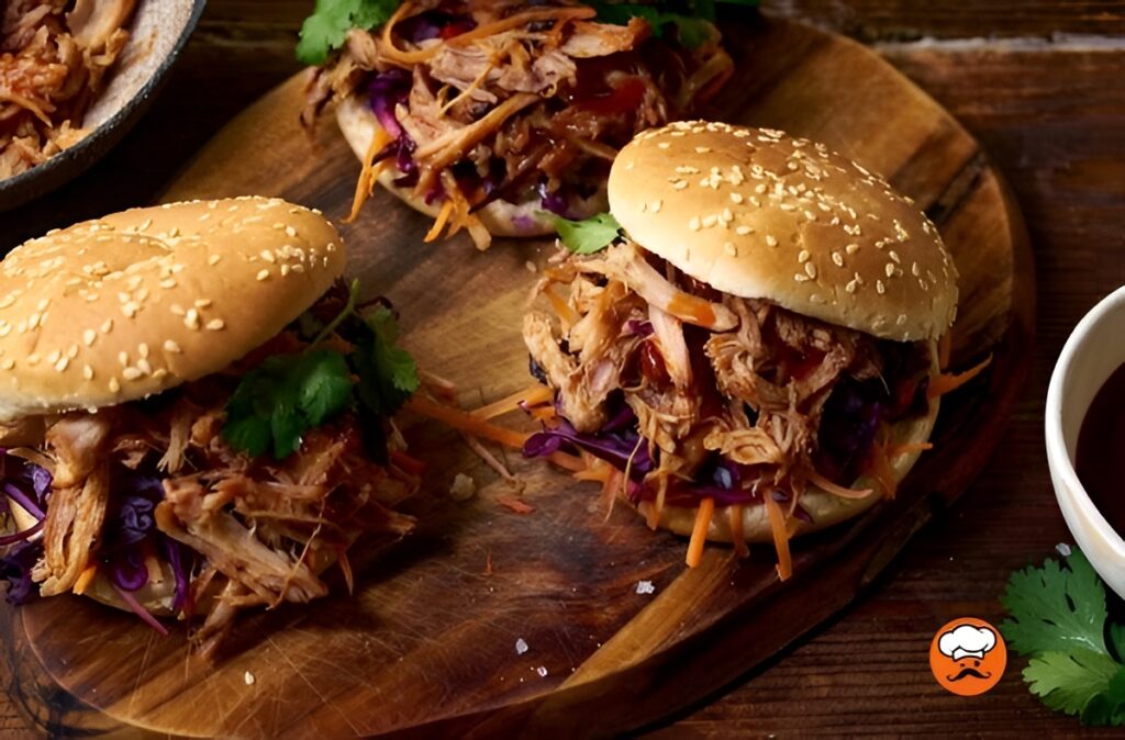 Hamburguesas de cerdo desmenuzado con salsa BBQ