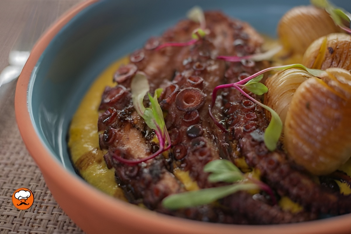 pulpo gourmet con polenta y patatas