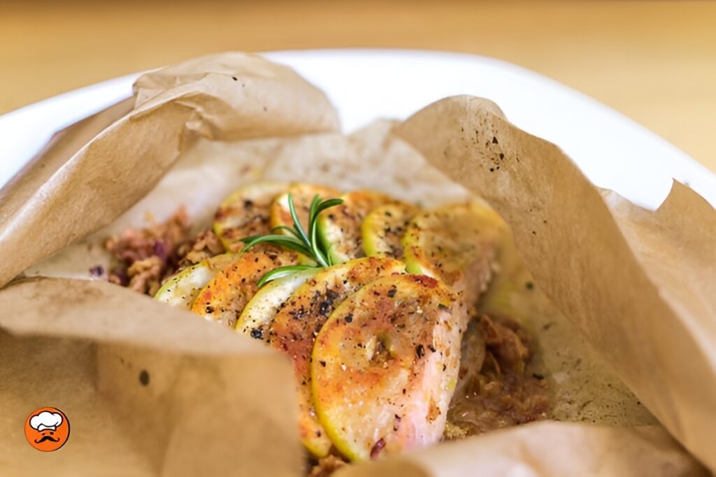 Salmón en papillote con verduras y limón