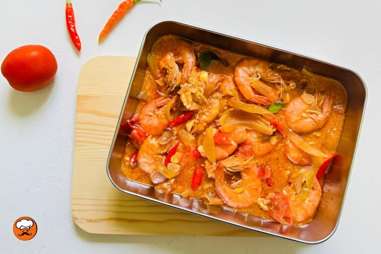 camarones en salsa picante con vegetales