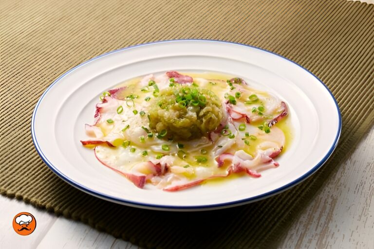 sashimi de pulpo con salsa verde fresca