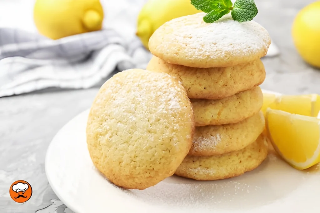 Galletas de limón caseras decoradas con azúcar impalpable