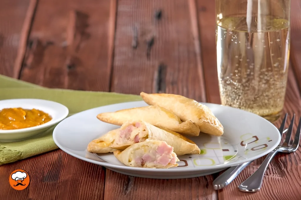 Empanadas caseras rellenas de jamón y queso recién horneadas